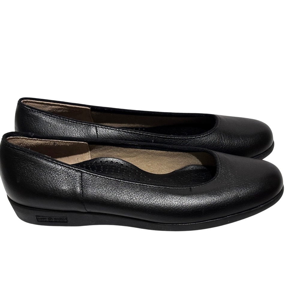 Soft Spots Womens Black Leather Comfort Ballet Flats 8.5 M travel career capsule